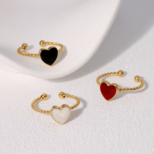 Fashionable Minimalist Heart-shaped Oil-drip Alloy Open Ring