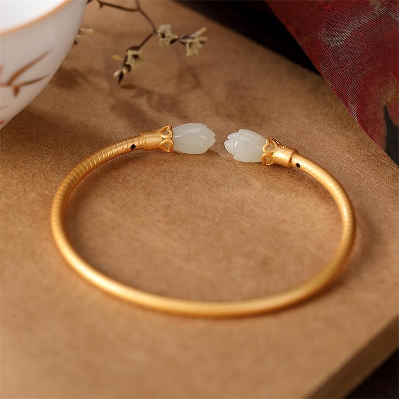 Vintage Niche-design Magnolia Flower Woven Open Bracelet