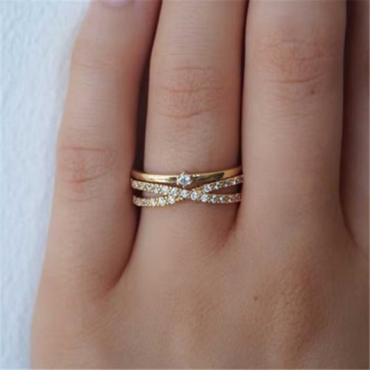 Micro-pave Zircon Crown Ring In Gold And Silver With An Adjustable Opening