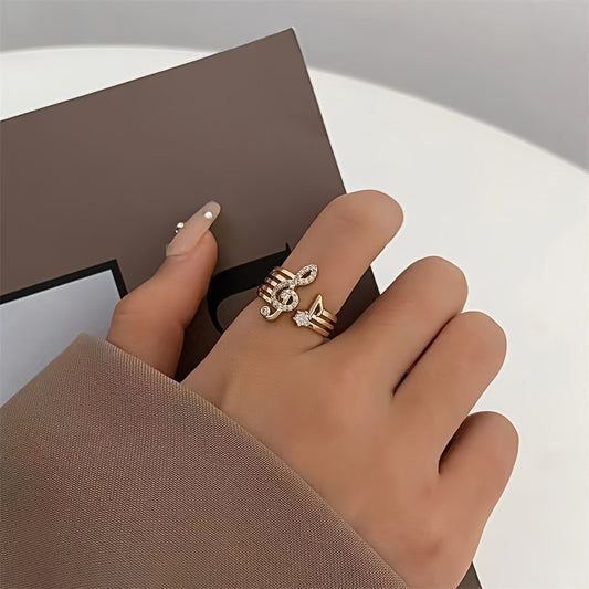 2026 New Arrival Women's Music Note Ring, Trendy Fashion High-End Atmosphere, Versatile Top Gift Choice