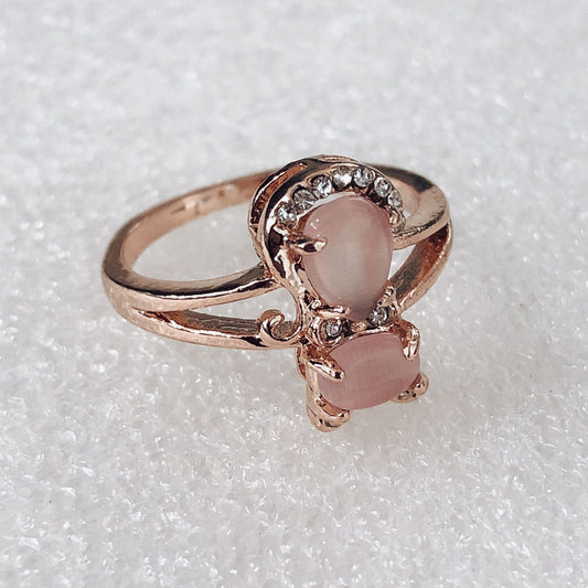 New Copper Plate Inlaid Zircon Ring