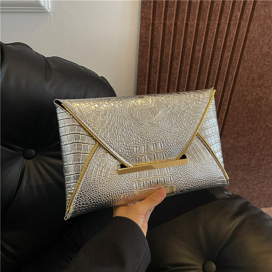 Versatile Trendy Crocodile-pattern Envelope Bag With A Chic Fashionable Vibe